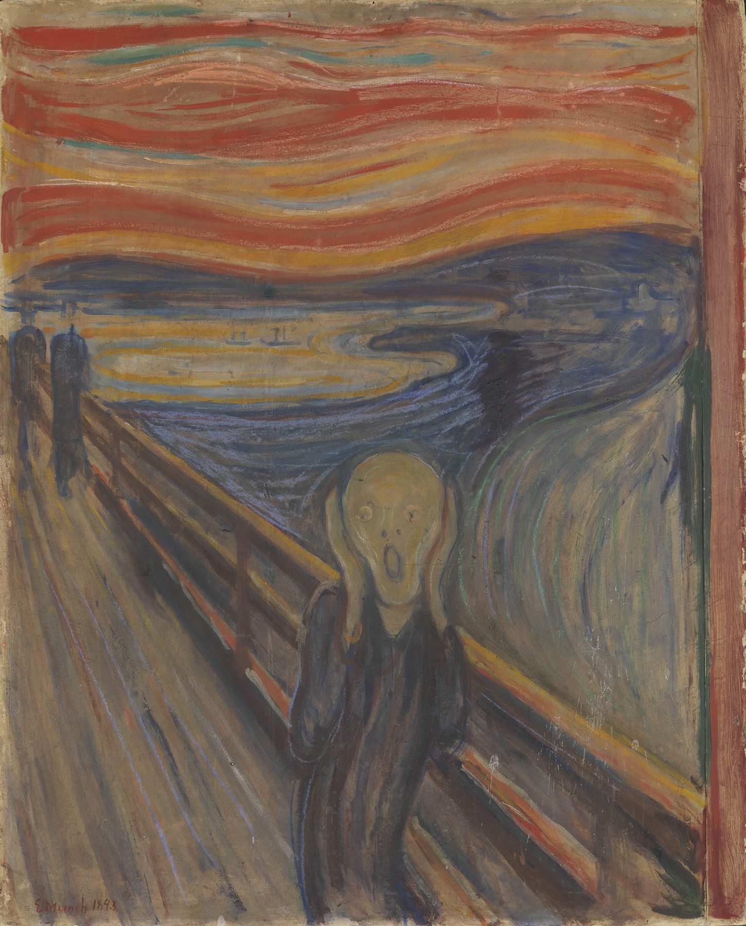 『叫び』エドヴァルド・ムンク 1893年 テンペラ・蝋クレヨン・厚紙 91×73.5cm ノルウェー国立美術館所蔵。Photo：Nasjonalmuseet／CC BY 4.0／改変なし
