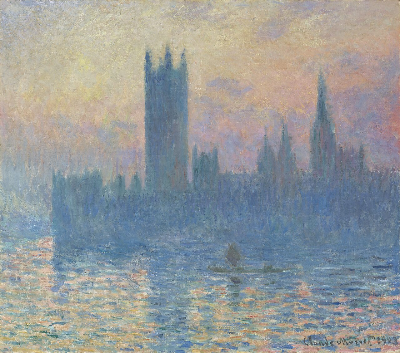 『国会議事堂、日没』　クロード・モネ　1904年　油彩・カンヴァス　81.3×92.5cm　ナショナル・ギャラリー・オブ・アート所蔵
