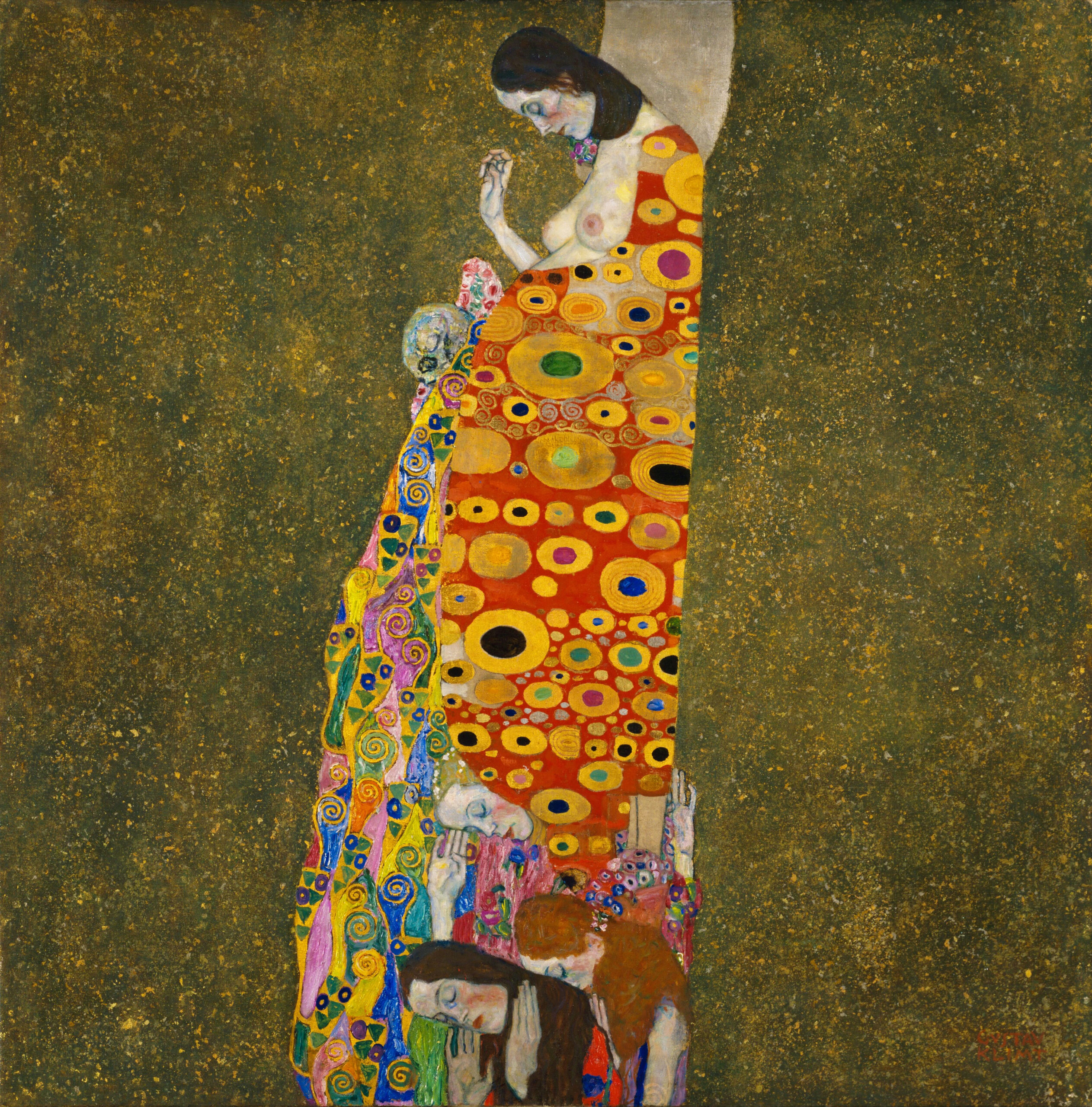 『希望II』／グスタフ・クリムト／1907〜08年／油彩・金・プラチナ・キャンバス／110.5×110.5cm／ニューヨーク近代美術館（MoMA）所蔵