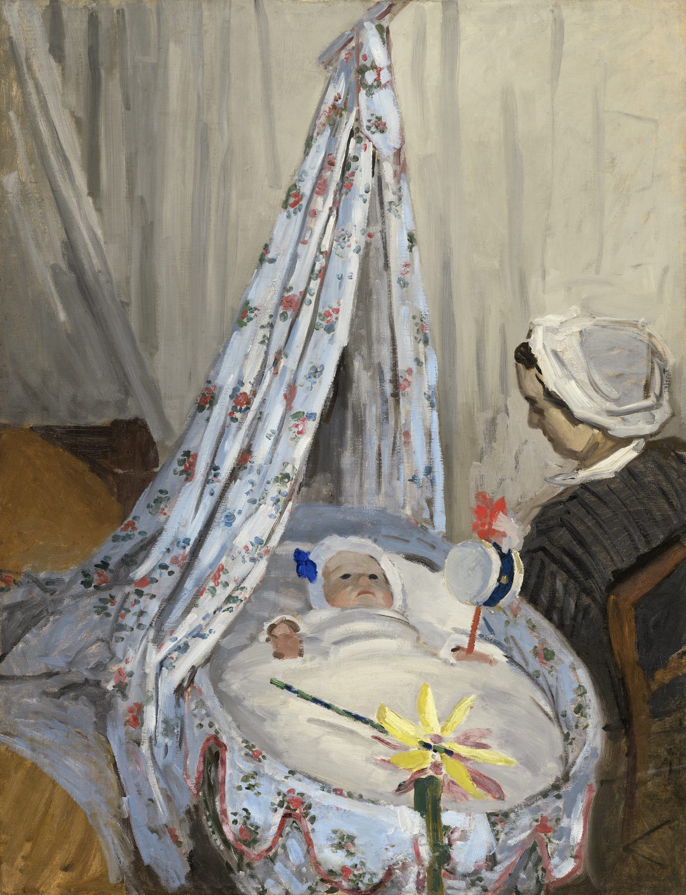 『揺りかご（カミーユと画家の息子ジャン）』クロード・モネ-1867年-油彩・キャンバス-116.2×88.8cm-ワシントン・ナショナル・ギャラリー所蔵