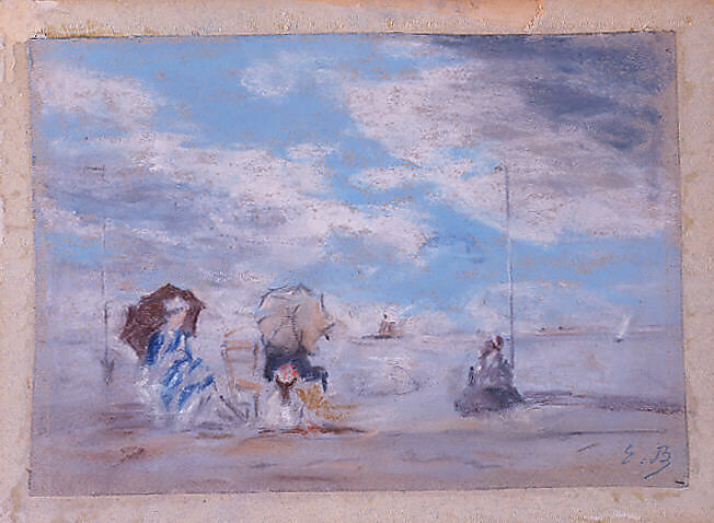 『海辺の情景』（Beach Scene）ウジェーヌ・ブーダン 1882～1883年頃 パステル 14.6×20.8cm メトロポリタン美術館所蔵