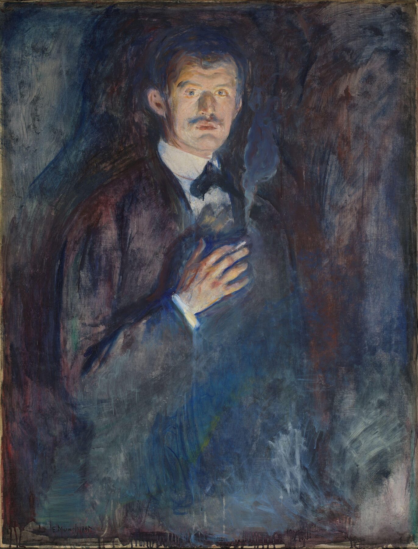 『煙草を持つ自画像』エドヴァルド・ムンク 1895年 油彩・キャンバス 110.5×85.5cm ノルウェー国立美術館所蔵。Photo：Børre Høstland／Nasjonalmuseet／CC BY 4.0／改変なし