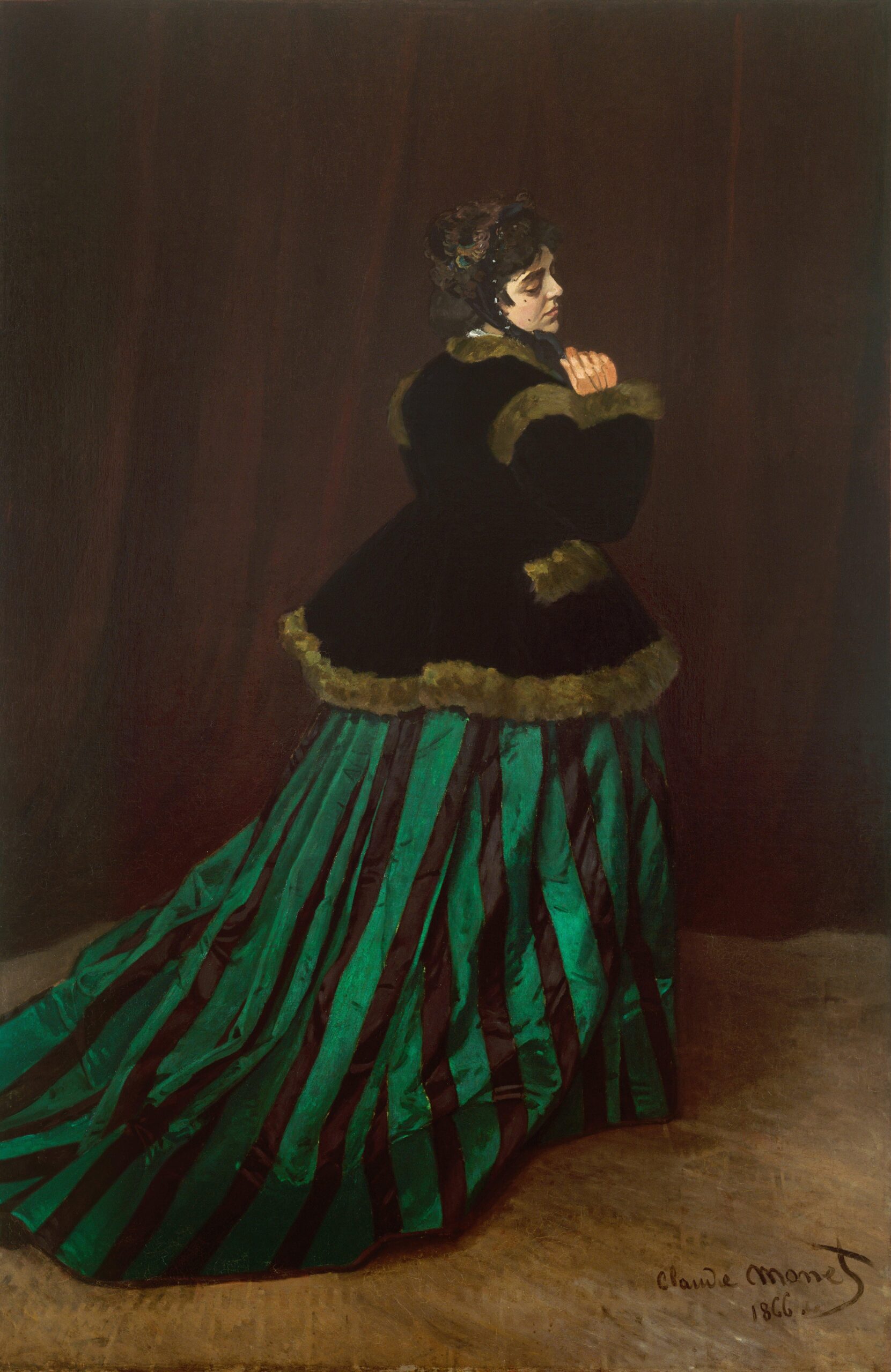 『緑衣の女（カミーユ）』クロード・モネ　1866年　油彩・キャンバス　231×151cm　クンストハレ・ブレーメン所蔵