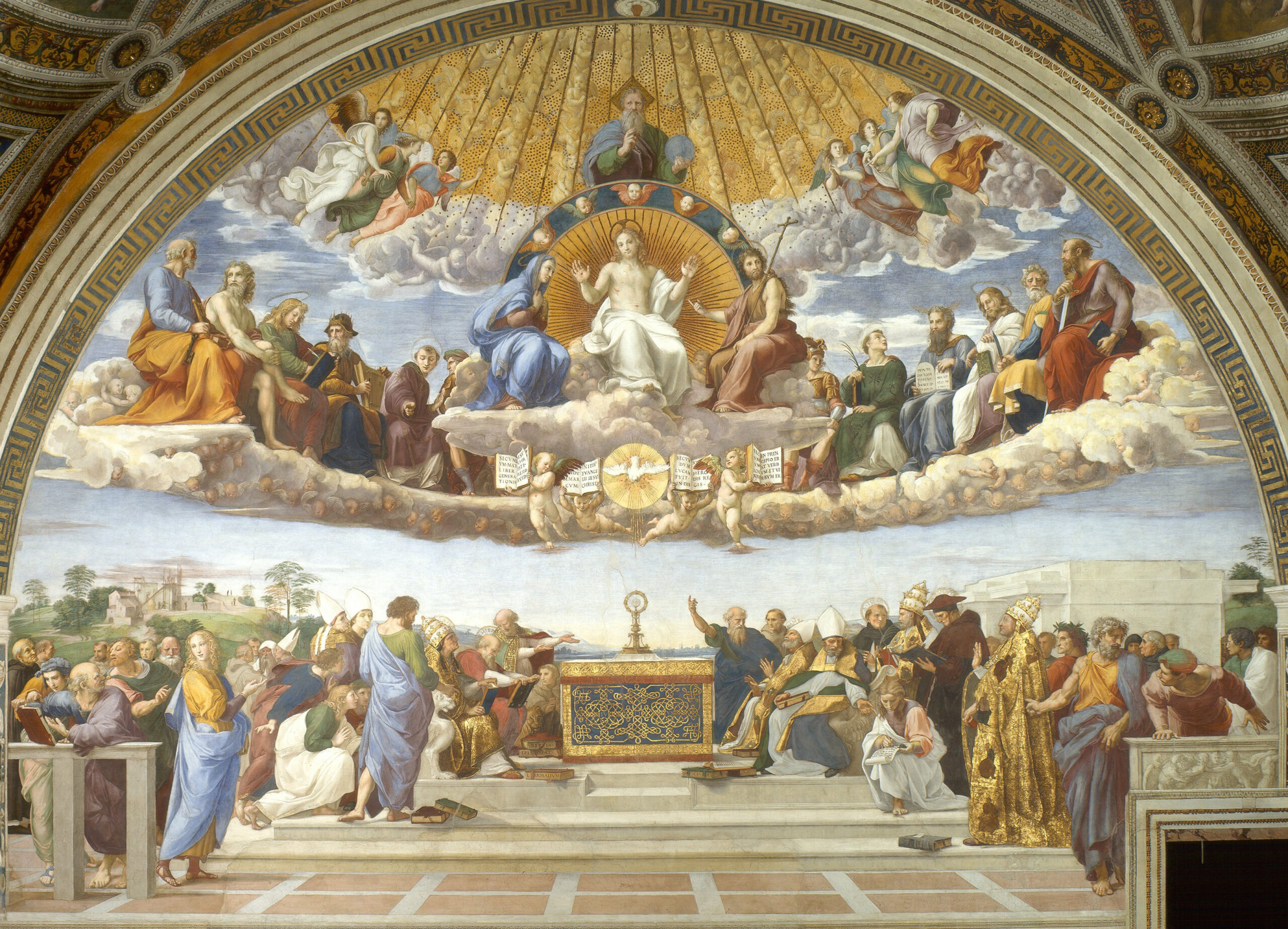 『聖体の論議』　ラファエロ　1509～1510年頃　フレスコ　ヴァチカン宮殿署名の間
