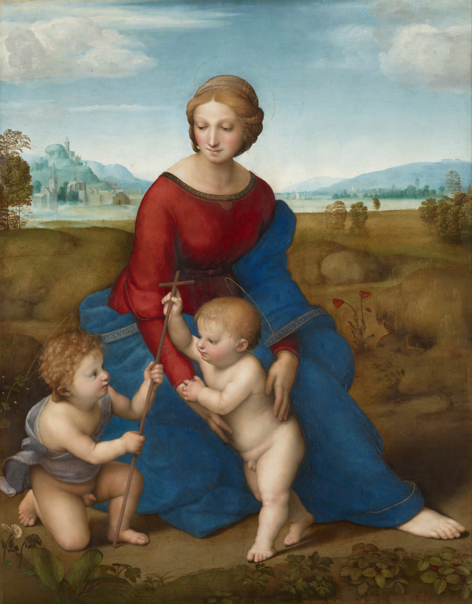 『草原の聖母（牧場の聖母）』　ラファエロ　1505～1506年　油彩・ポプラ板　113×88.3cm　美術史美術館所蔵