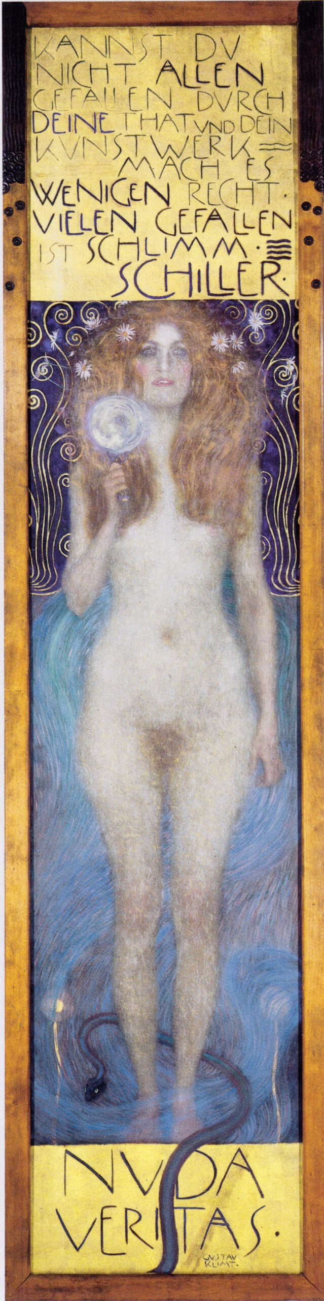 『裸の真実（ヌーダ・ヴェリタス）』 グスタフ・クリムト 1899年 油彩・キャンバス 252×56.2cm オーストリア演劇博物館（ウィーン）所蔵