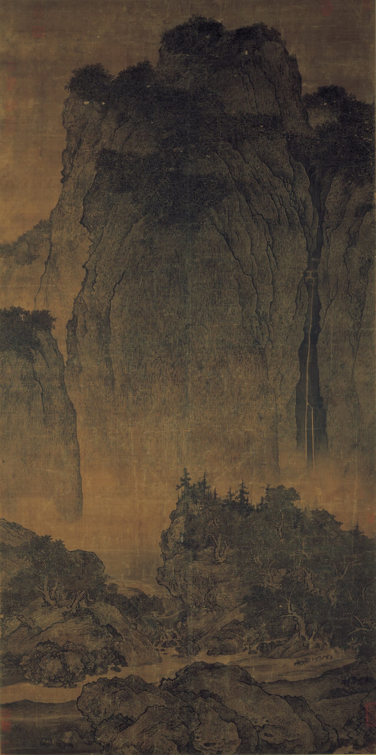 『谿山行旅図』范寛　11世紀初頭頃　絹本墨画淡彩　206.3×103.3cm　国立故宮博物院所蔵