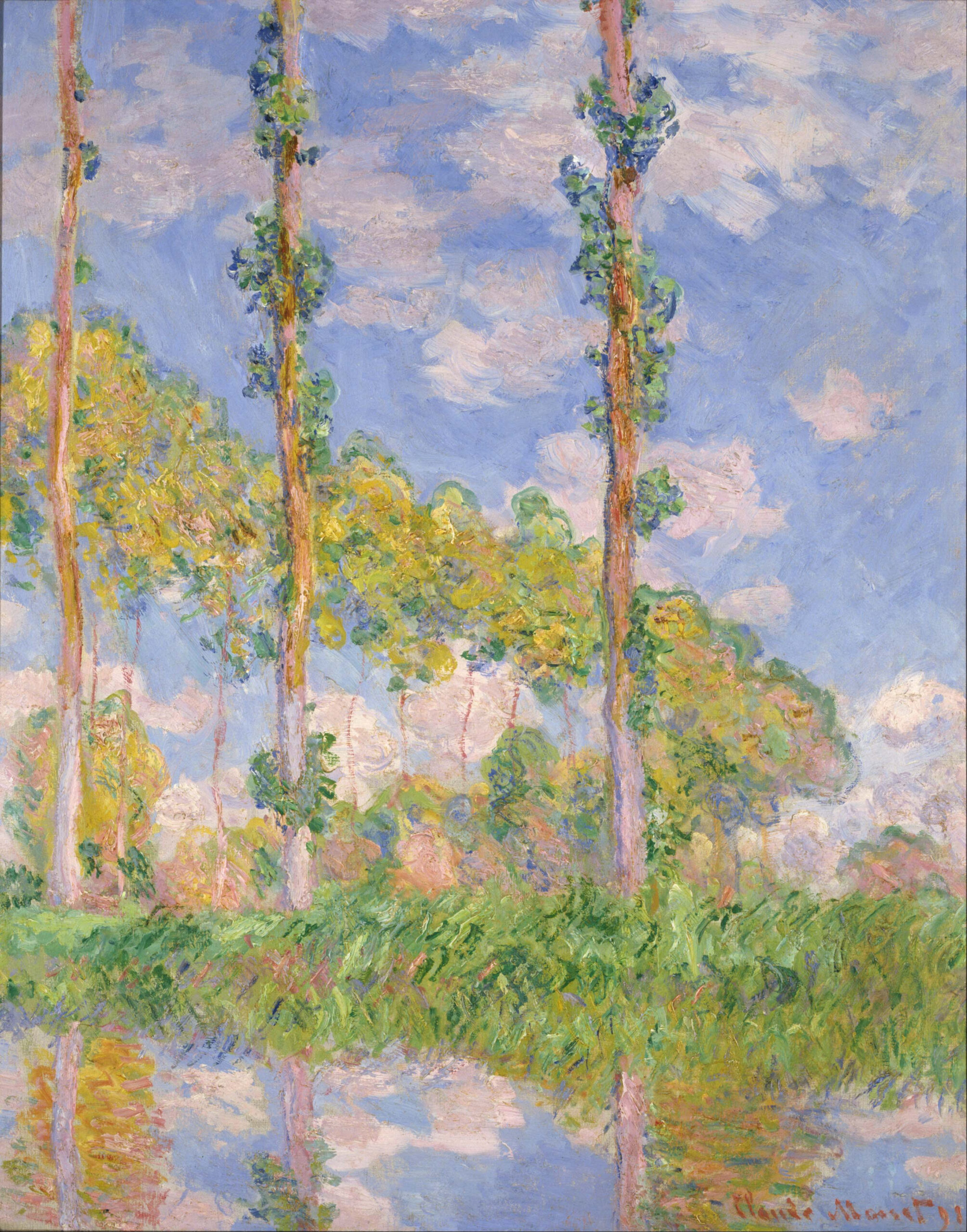 『陽を浴びるポプラ並木』　クロード・モネ　1891年　油彩・カンヴァス　93×73.5cm　国立西洋美術館（松方コレクション）所蔵