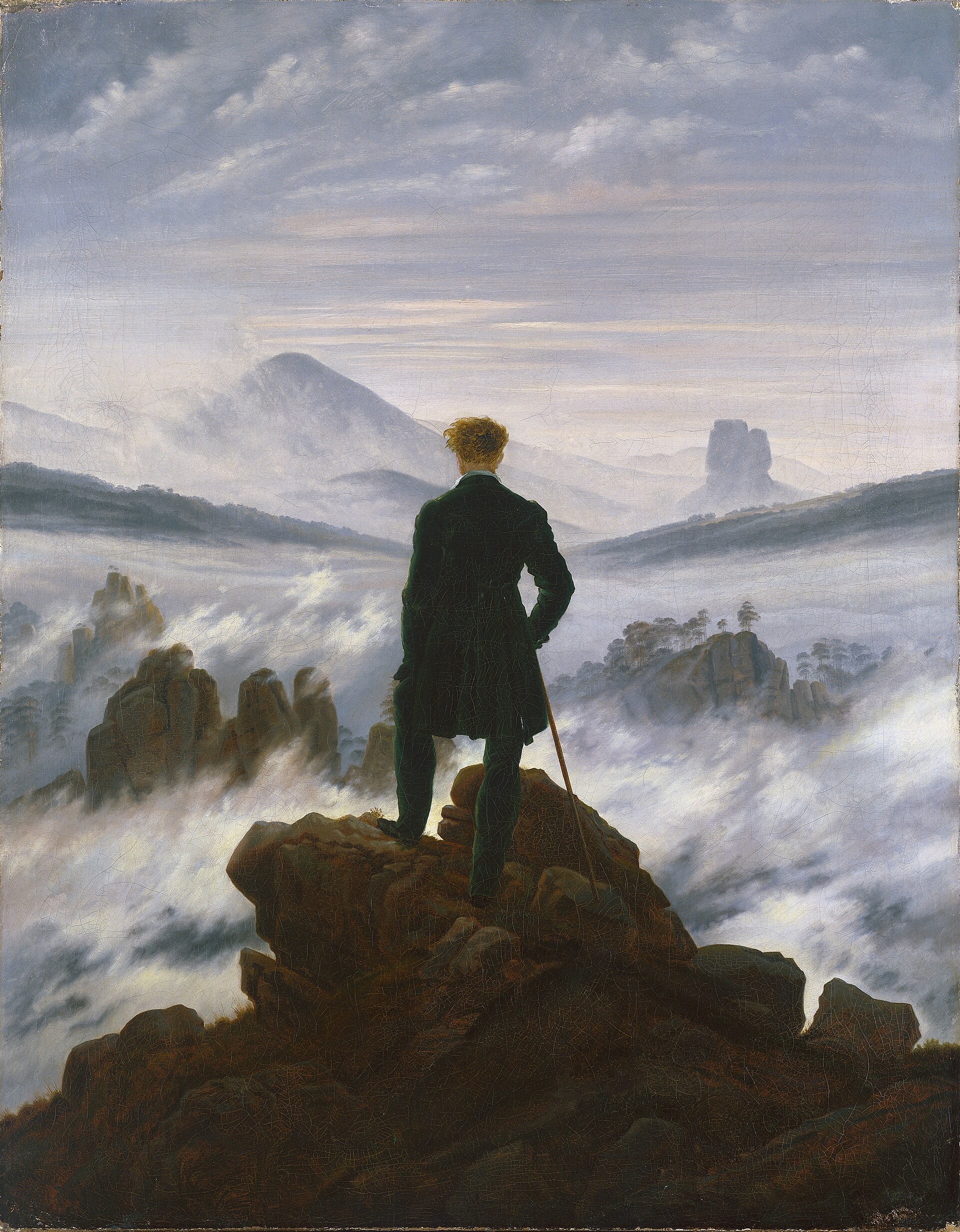 『雲海の上の旅人』カスパー・ダーヴィト・フリードリヒ　1818年頃　油彩・キャンバス　94.8×74.8cm　ハンブルク美術館所蔵