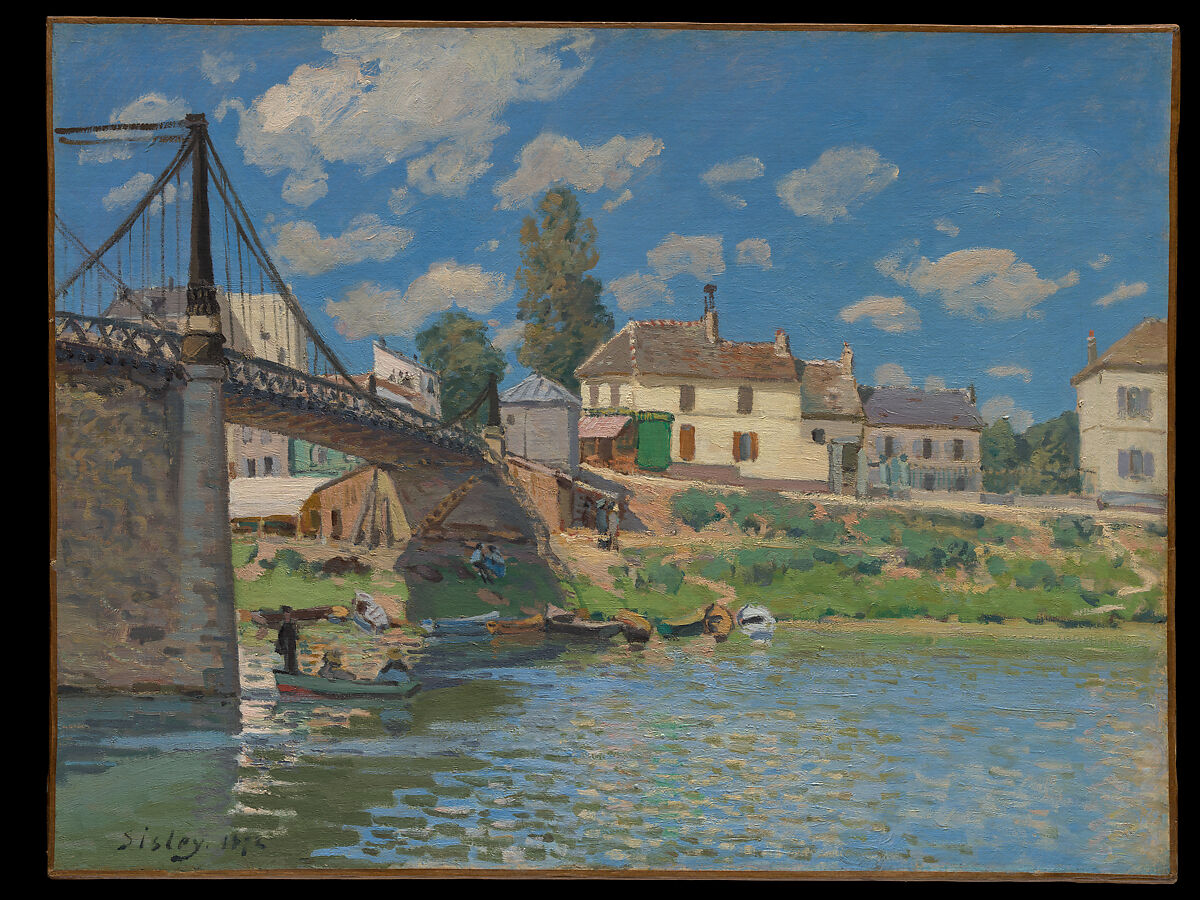 アルフレッド・シスレー《ヴィルヌーヴ＝ラ＝ガレンヌの橋》1872年、油彩・カンヴァス、49.5×65.4cm、メトロポリタン美術館蔵