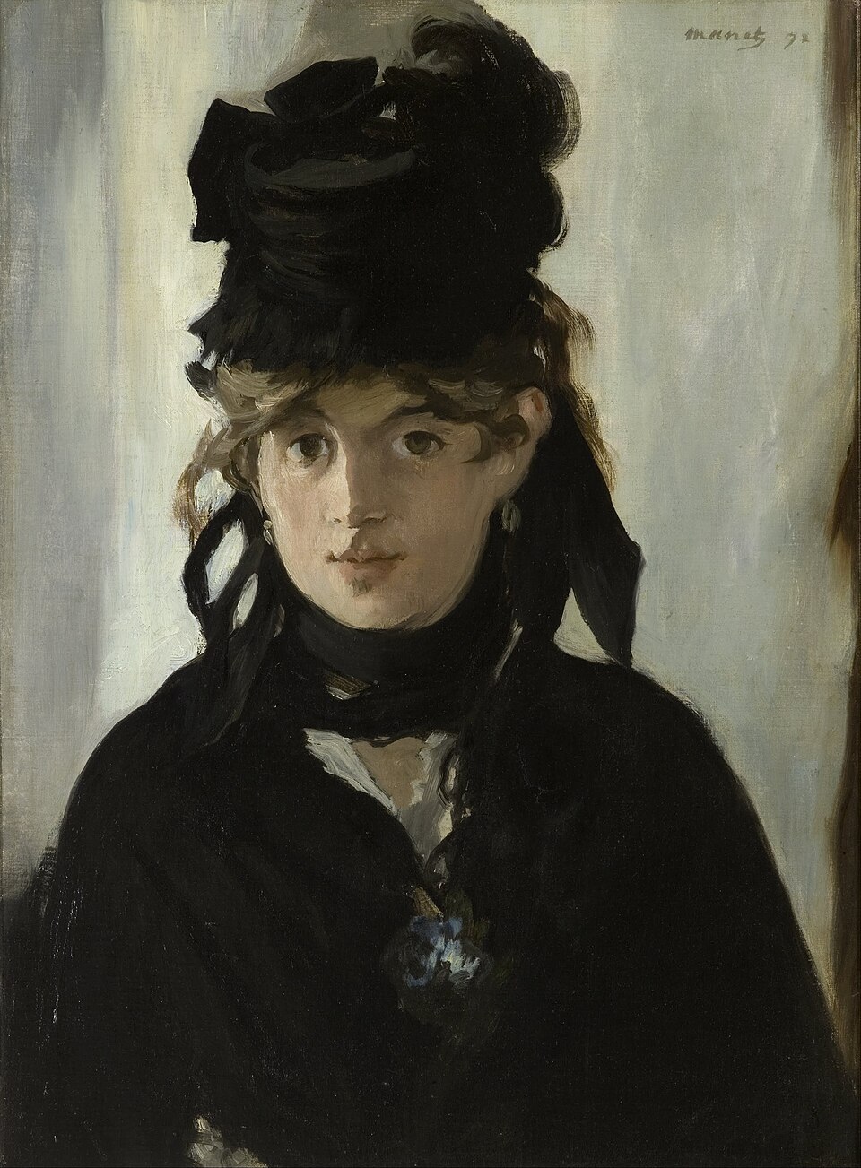 《すみれの花束をつけたベルト・モリゾ》／エドゥアール・マネ／1872年／油彩・カンヴァス／55.5×40.5cm／オルセー美術館所蔵