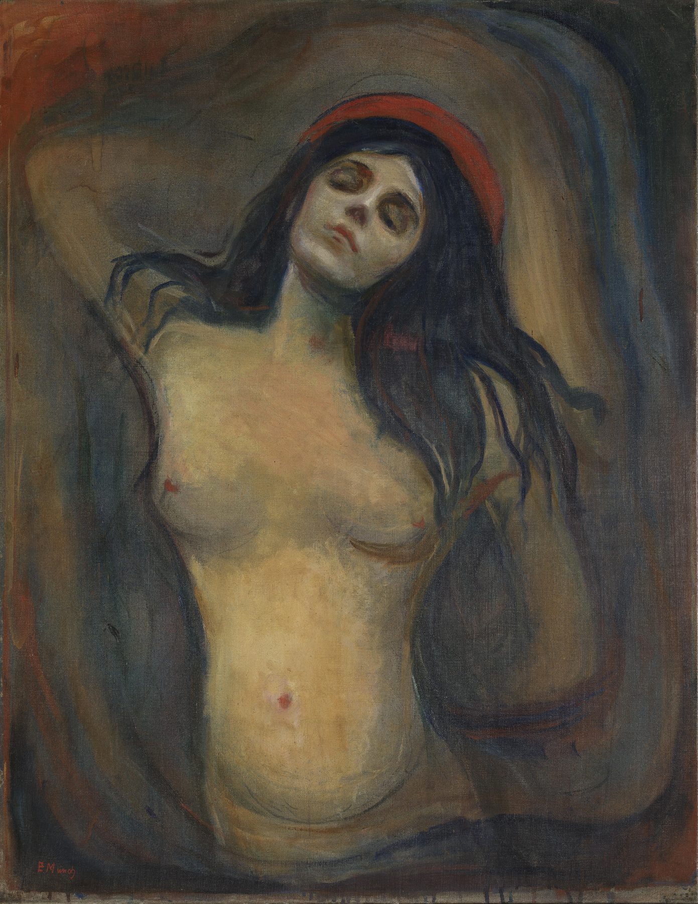 エドヴァルド・ムンク『マドンナ』1894–1895年頃、油彩・カンヴァス、90.5×70.5cm、Nasjonalmuseet所蔵