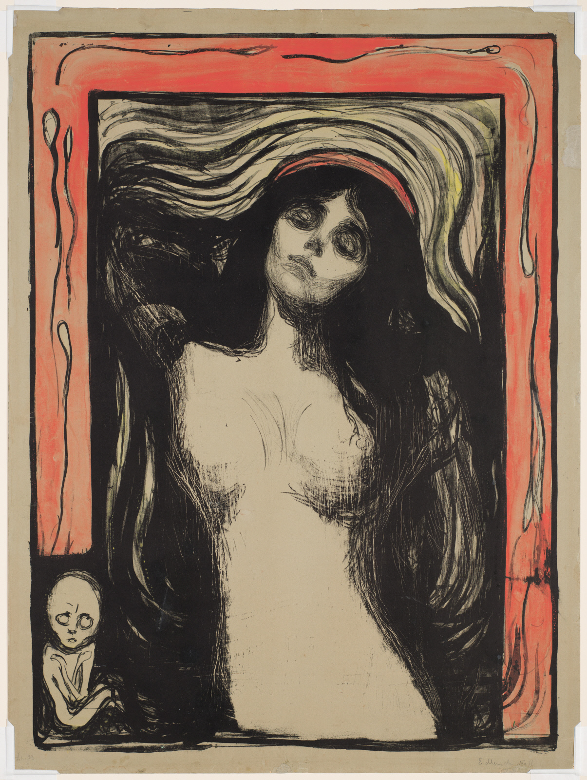 エドヴァルド・ムンク『マドンナ』1895年、リトグラフ・手彩色、Clark Art Institute所蔵