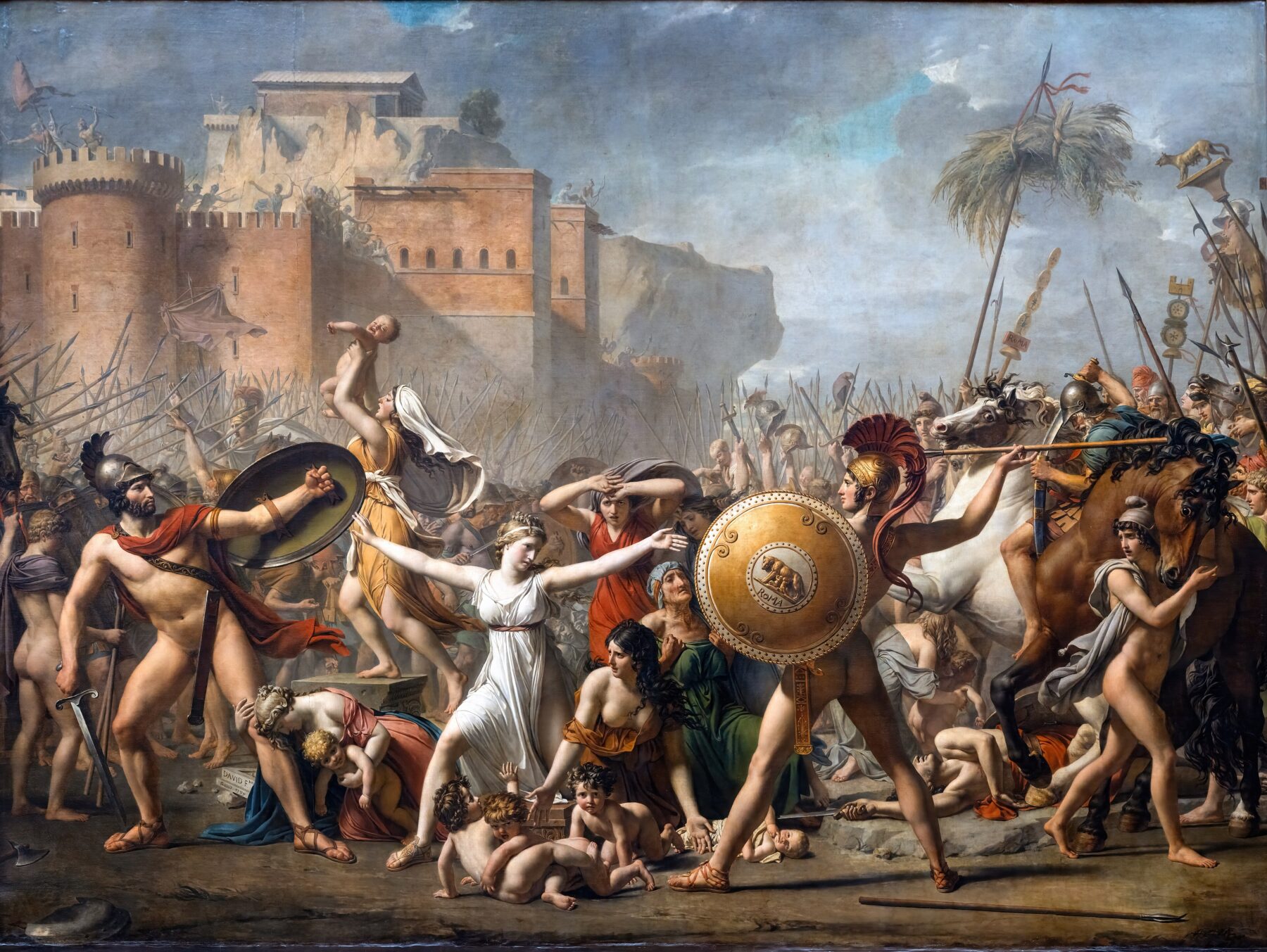 ジャック＝ルイ・ダヴィッド『サビニの女たち』1799年、油彩・カンヴァス、ルーヴル美術館蔵