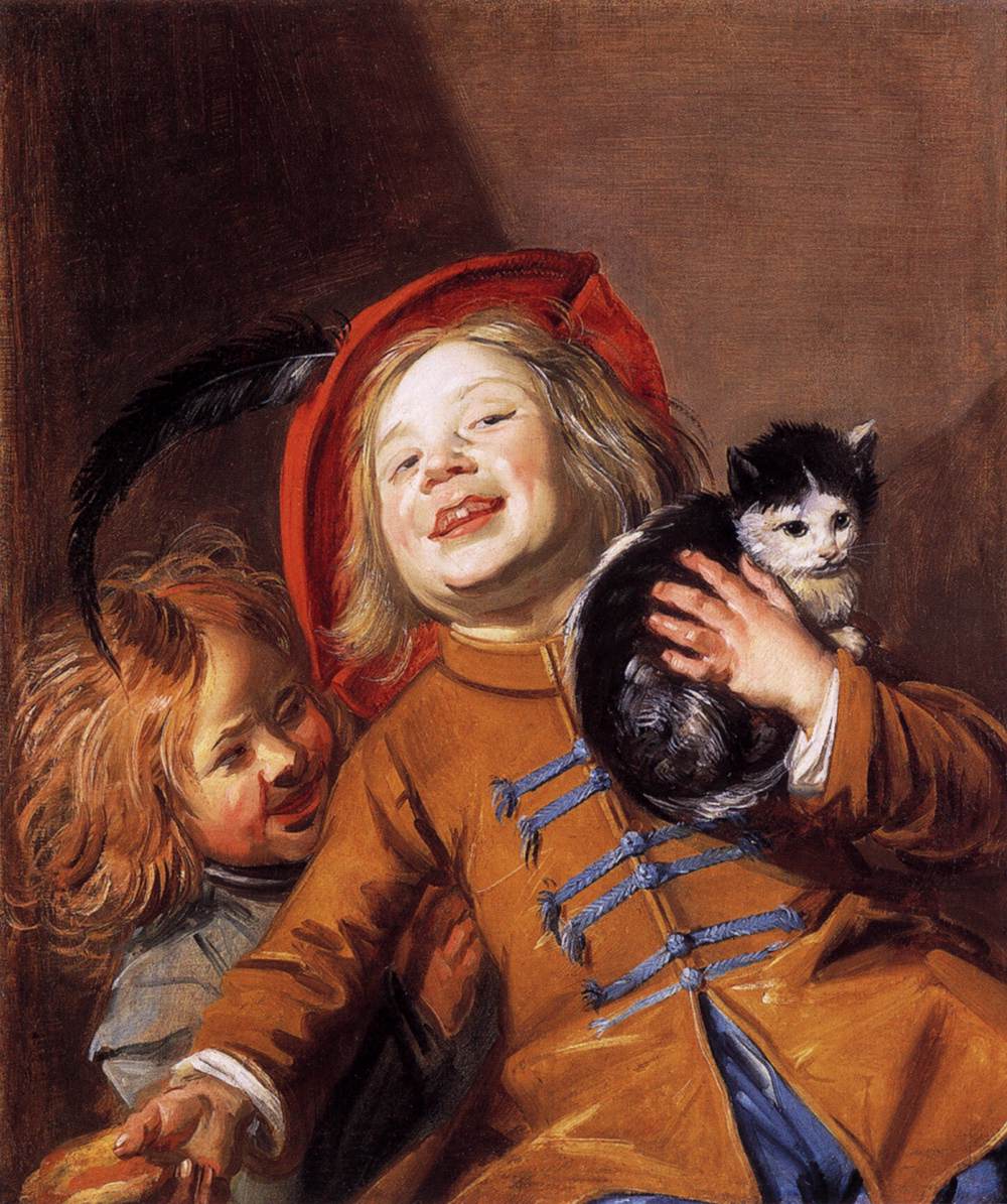 『猫を抱く二人の子ども』 ジュディス・レイステル 1629年 油彩・カンヴァス 個人蔵