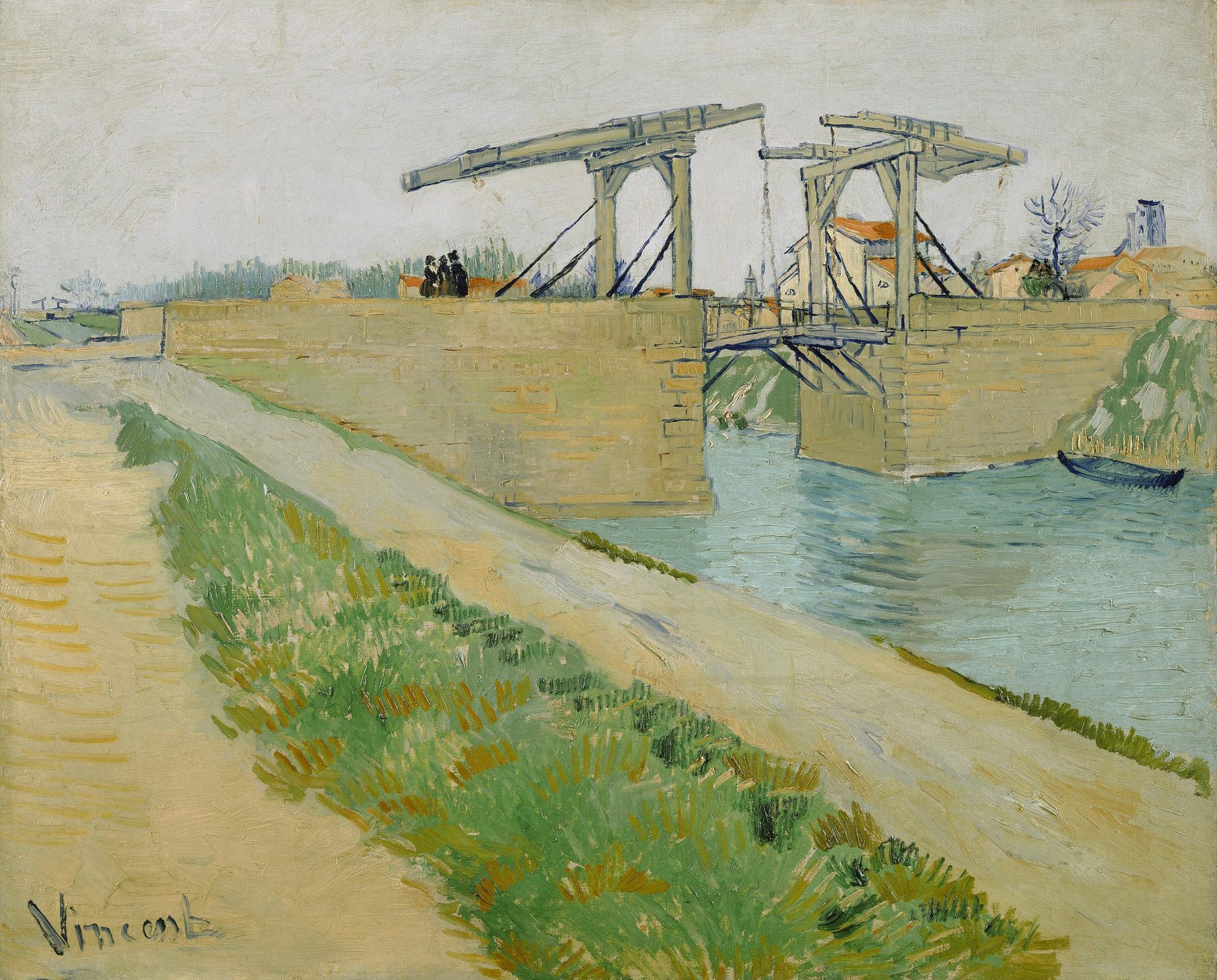 フィンセント・ファン・ゴッホ『アルルの跳ね橋（ラングロワ橋）』1888年3月、油彩・キャンバス、59.6×73.6cm、ファン・ゴッホ美術館所蔵