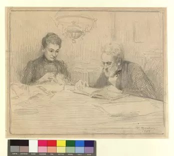 ルドルフ・バッハー「皇帝フランツ・ヨーゼフがウィーン分離派第1回展を訪問」1898年、鉛筆、ウィーン・ミュージアム所蔵。Wien Museum ／ CC0