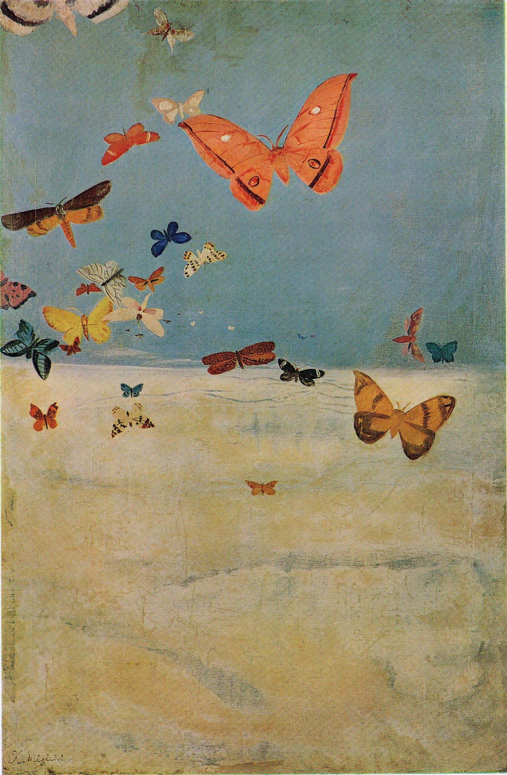 三岸好太郎《雲の上を飛ぶ蝶》1934年、油彩・キャンバス、91.5×60.6cm、東京国立近代美術館蔵