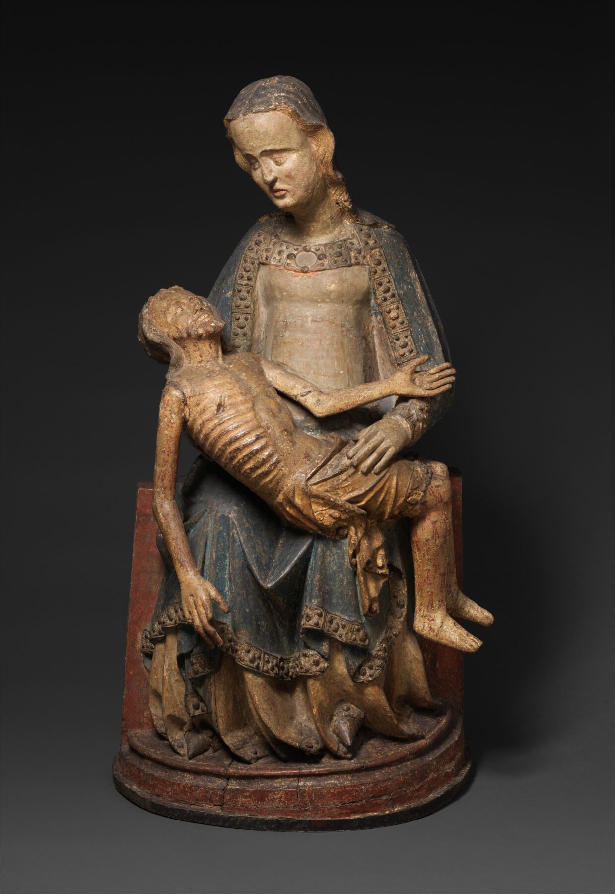 作者不詳（ドイツ、ラインラント）『ピエタ（フェスパービルト）』1375～1400年、ポプラ材・石膏・彩色・鍍金、メトロポリタン美術館。