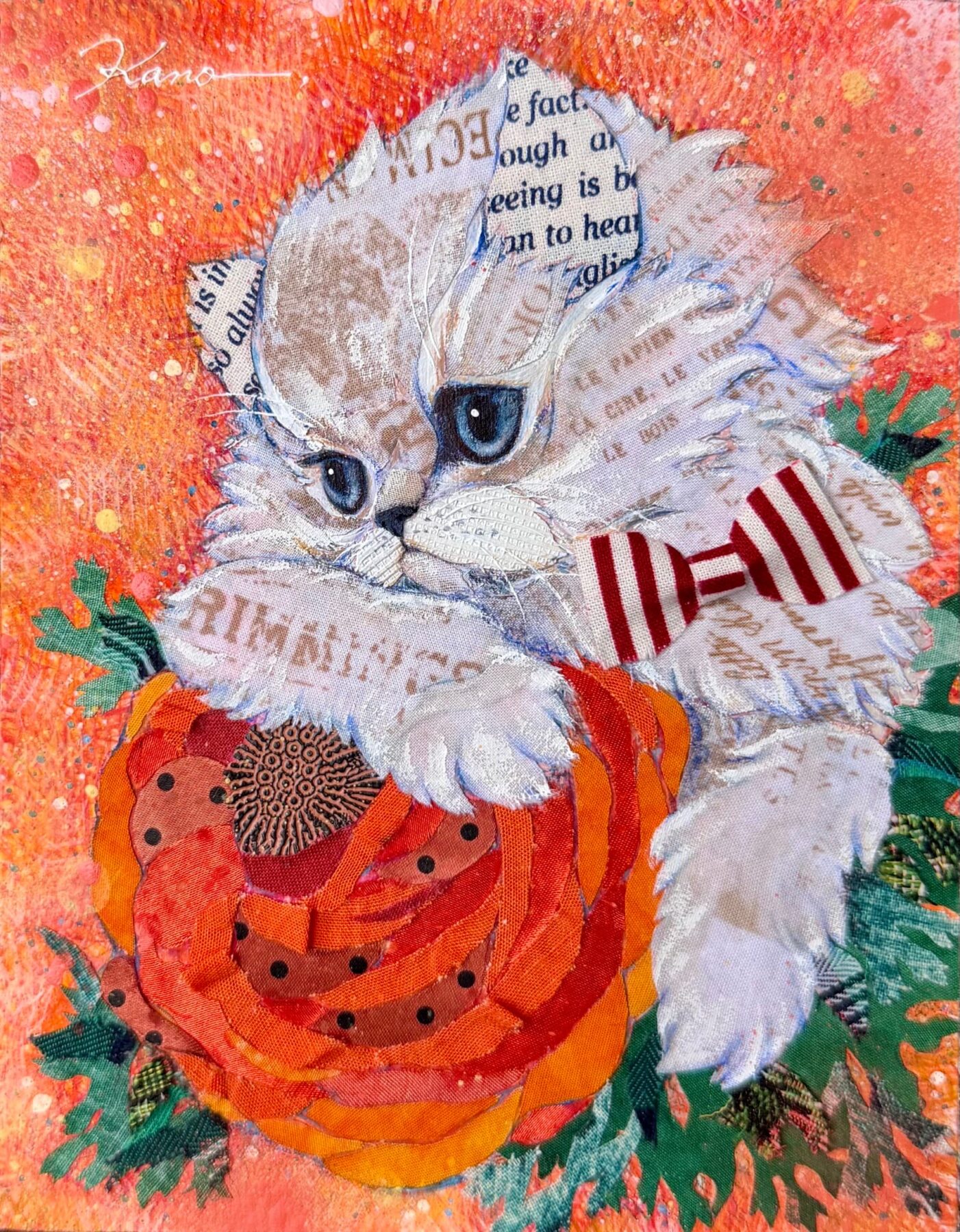 加納芳美、「魅つめる瞳」、ミクストメディア、F0(18×14cm)