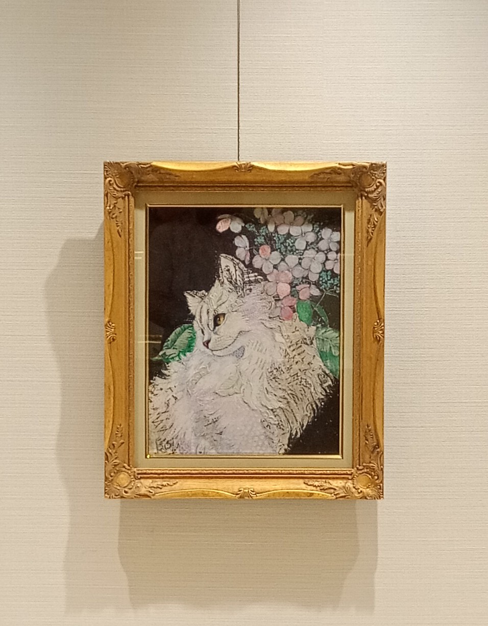 油彩額で額装した例（加納芳美さんのミクストメディア作品）