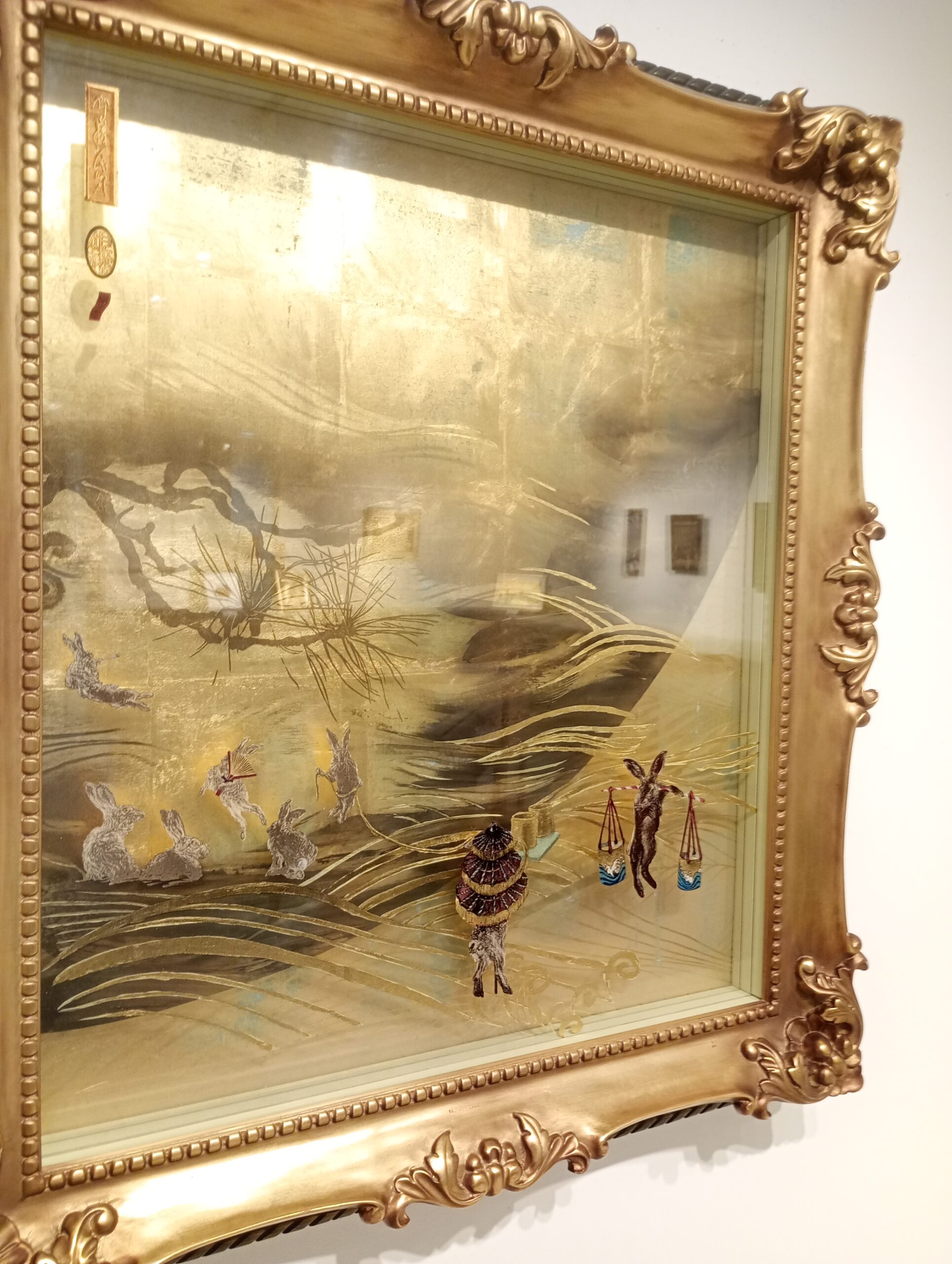 「月波な夜」（Moonwave Night）　齋藤悠紀　多層ガラス絵（4層）58×50cm