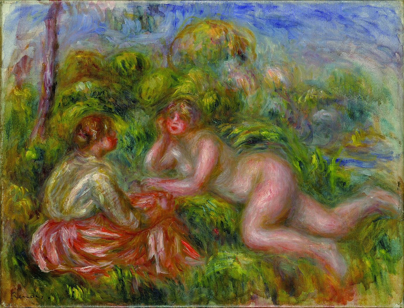 《水浴の後》　ピエール＝オーギュスト・ルノワール　1915年　油彩・キャンバス　38.8×50.5cm　ポーラ美術館