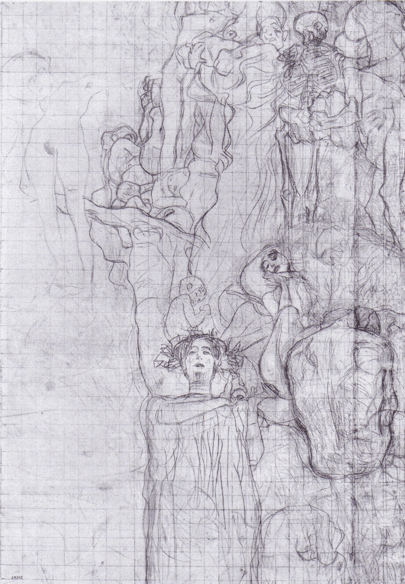 習作：『医学』転写用習作／グスタフ・クリムト／1900年頃／黒チョーク・紙／86×62cm／アルベルティーナ美術館所蔵。
