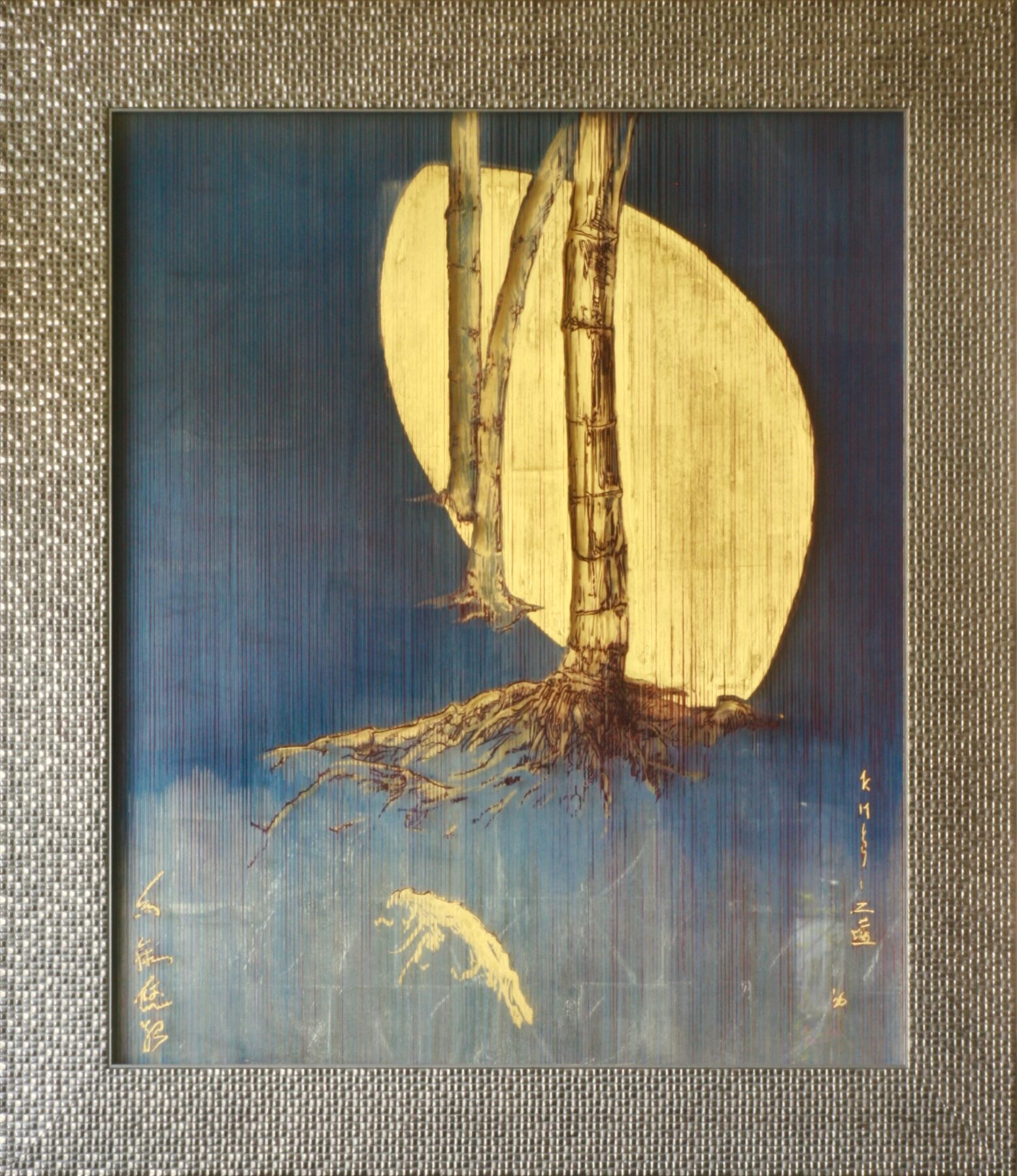 齋藤悠紀「たけとり-二藍」re-edit（TAKETORI-Futaai）多層ガラス絵（3層）画面サイズ73×61cm　2026年